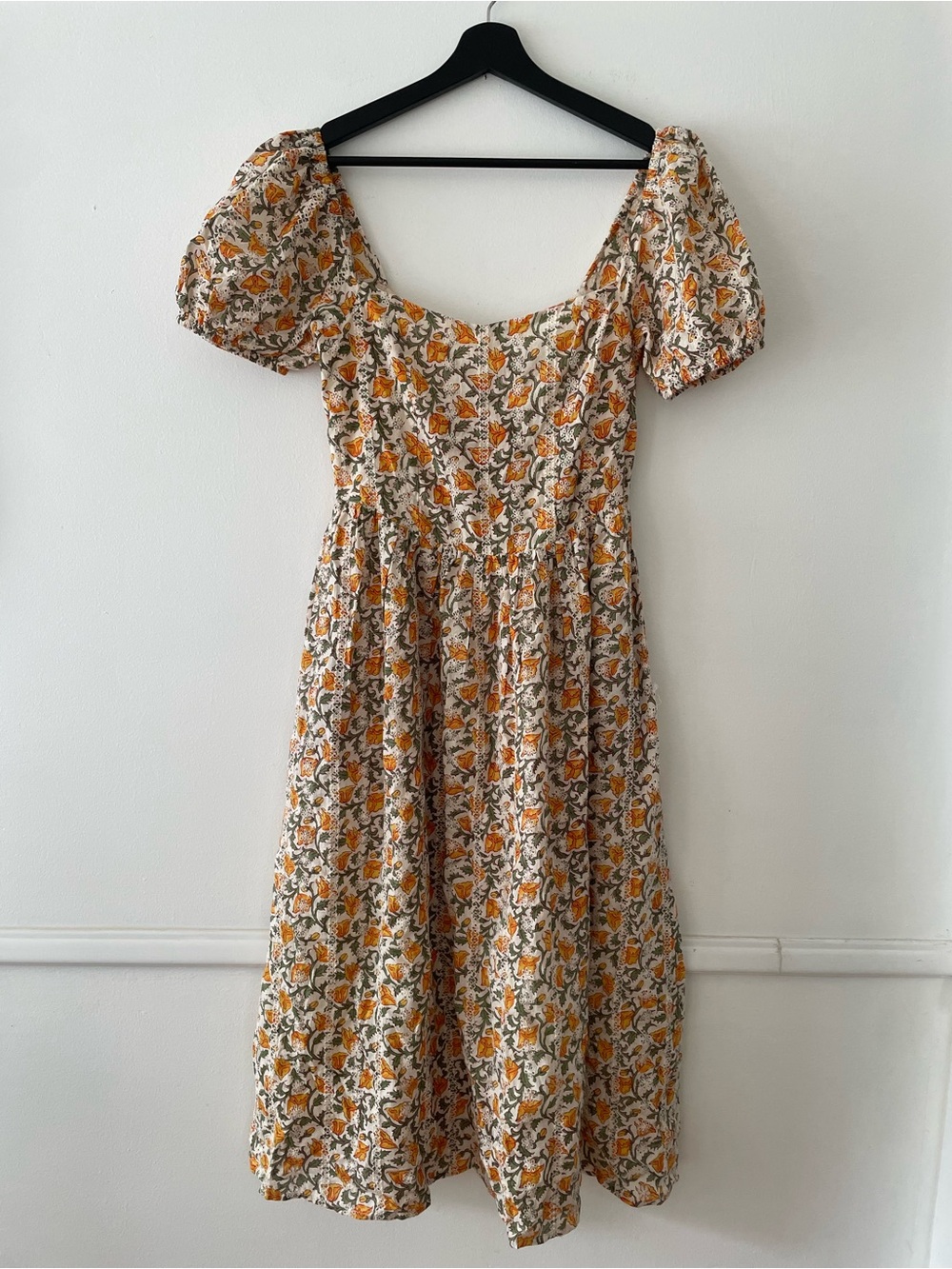 dRA Los Angeles 100% Cotton Puff Sleeve Floral Dress Size S